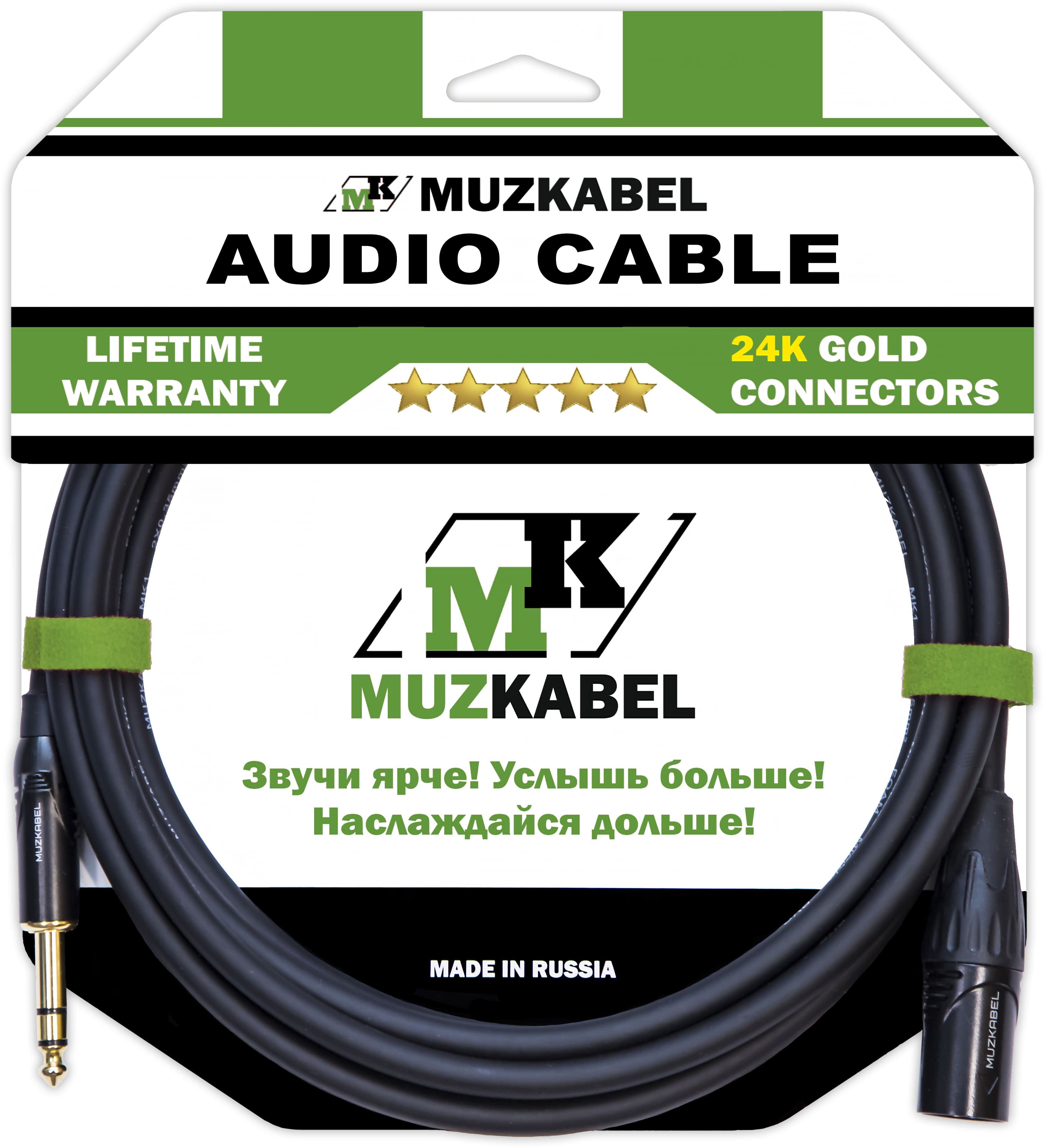 Аудио кабель MUZKABEL BXRMK3, JACK (стерео) - XLR (папа)