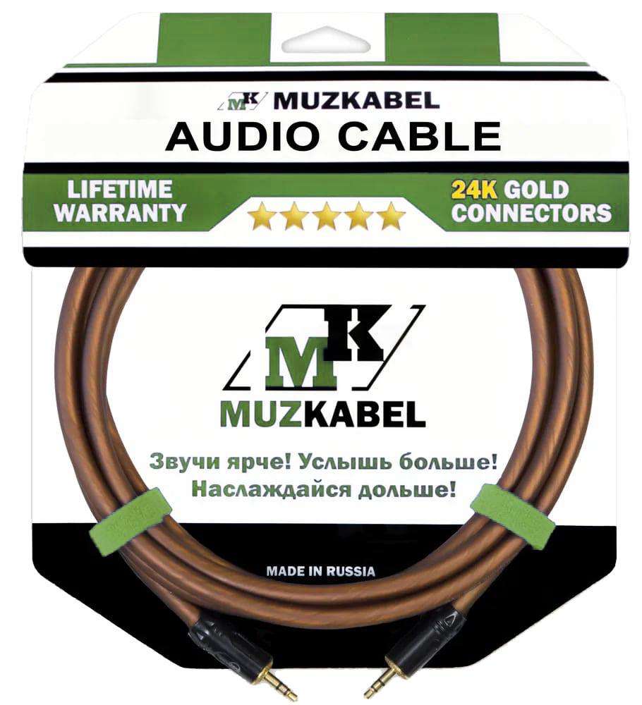 Аудио кабель MUZKABEL MNXMK5B - 5 метров, MINI JACK (3.5) - MINI JACK (3.5)