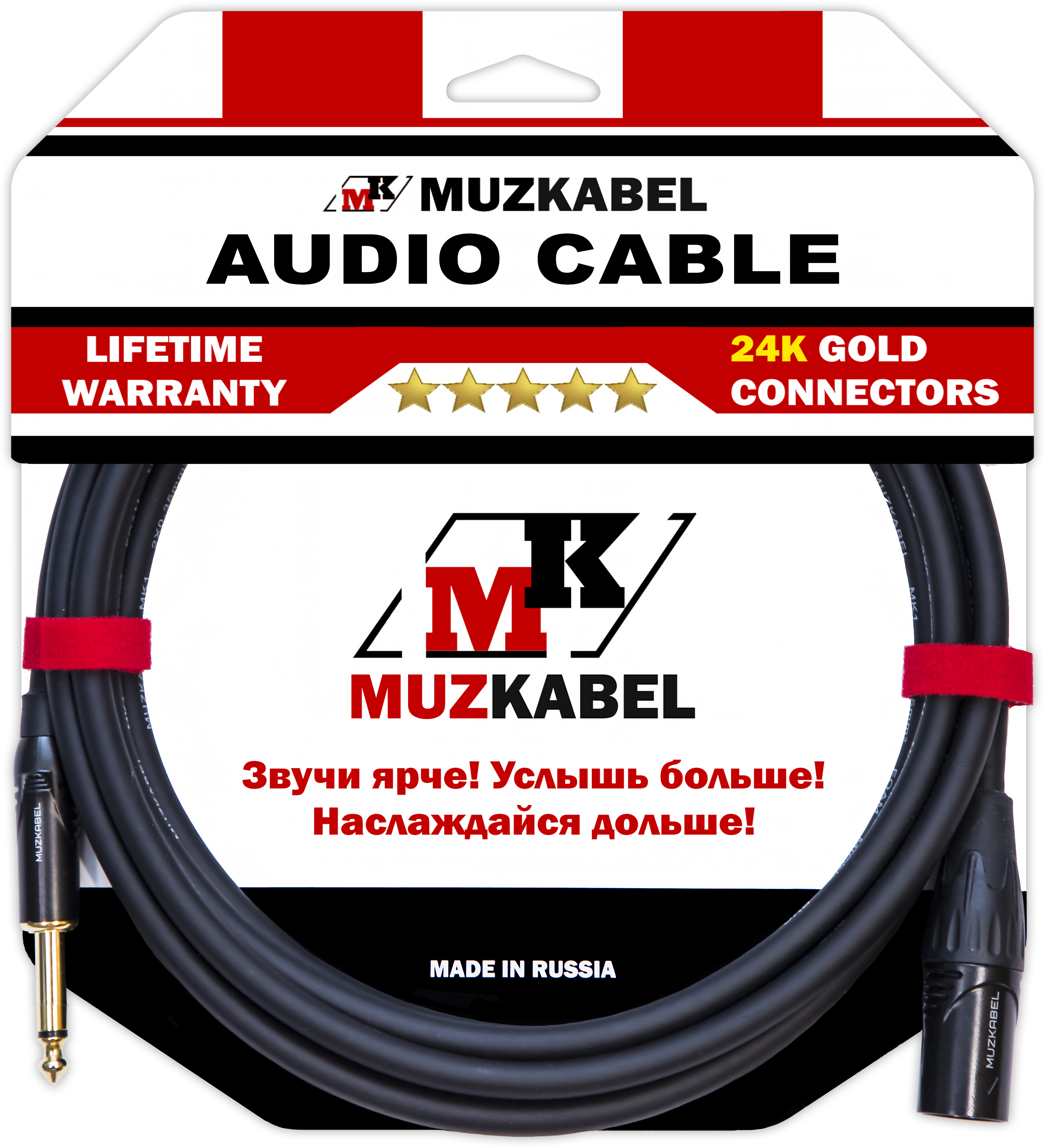 Гитарный кабель MUZKABEL FJSIK4B - 1 метр, JACK (моно) - XLR (папа)