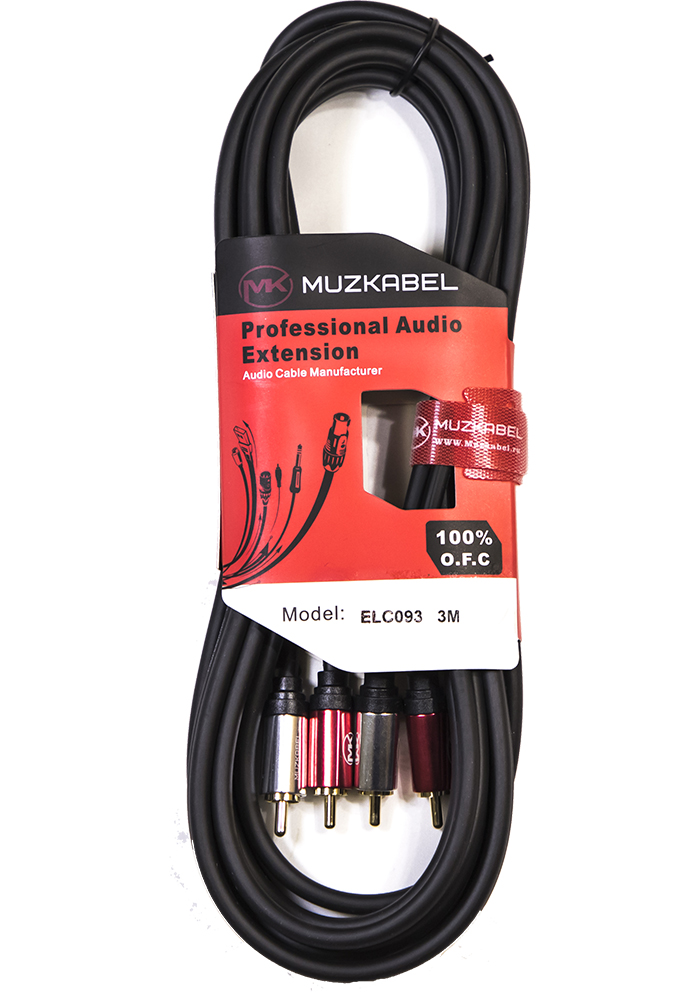 Аудио кабель MUZKABEL ELC092 - 2 метра, 2RCA - 2RCA