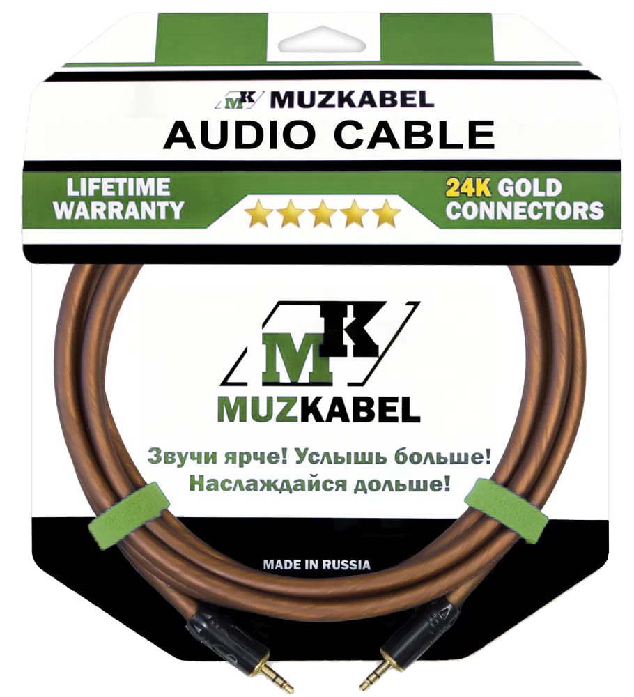 Аудио кабель MUZKABEL MNXMK5B - 1 метр, MINI JACK (3.5) - MINI JACK (3.5)