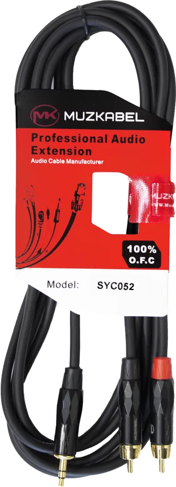 Аудио кабель MUZKABEL SYC051 - 1 метр, MINI JACK (3.5) - 2RCA