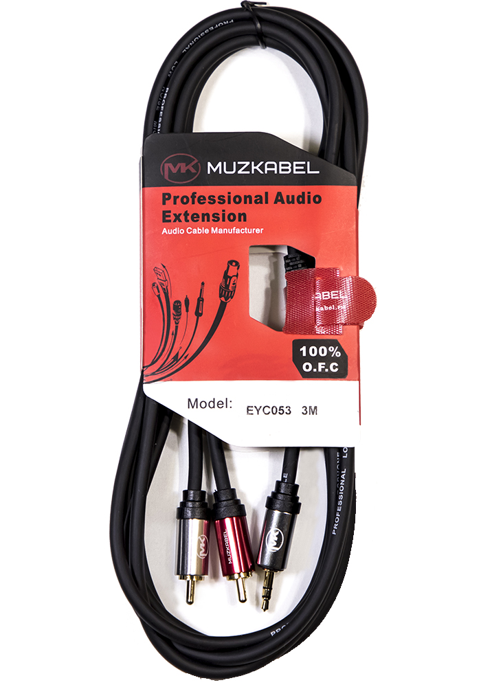 Аудио кабель MUZKABEL EYC052 - 2 метра, MINI JACK (3.5) - 2RCA